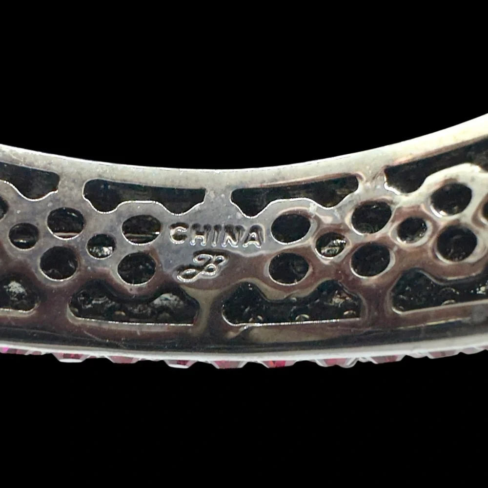 Vintage Joan Boyce "Kissable" Fuchsia/Pink Pave Crystal Cuff Bracelet - Picture 10 of 14